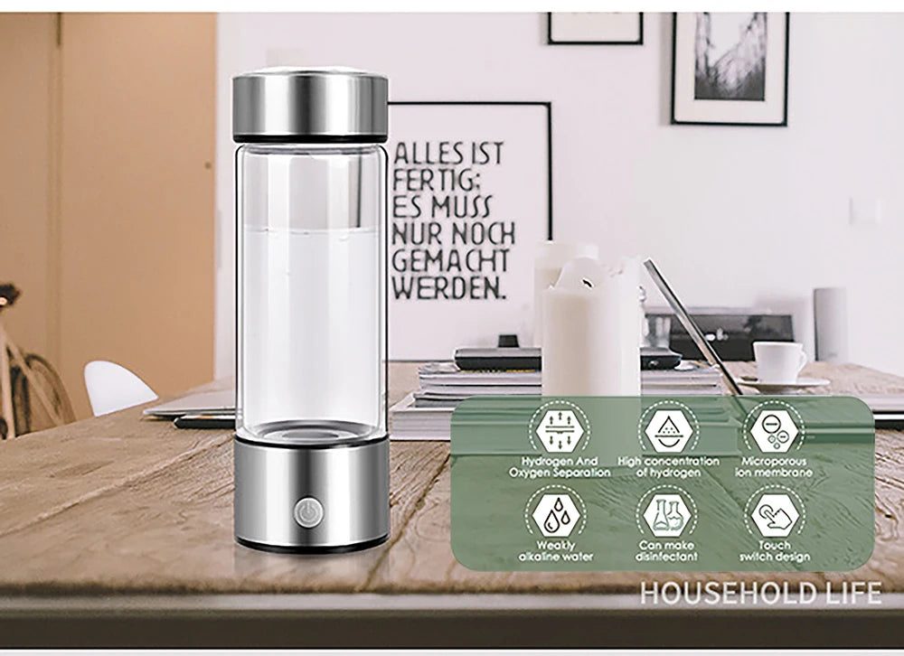 Titanium Portable Hydrogen-Rich Water Cup Water Ionizer Maker/Generator Super Antioxidants ORP Hydrogen Alkaline Water Bottle