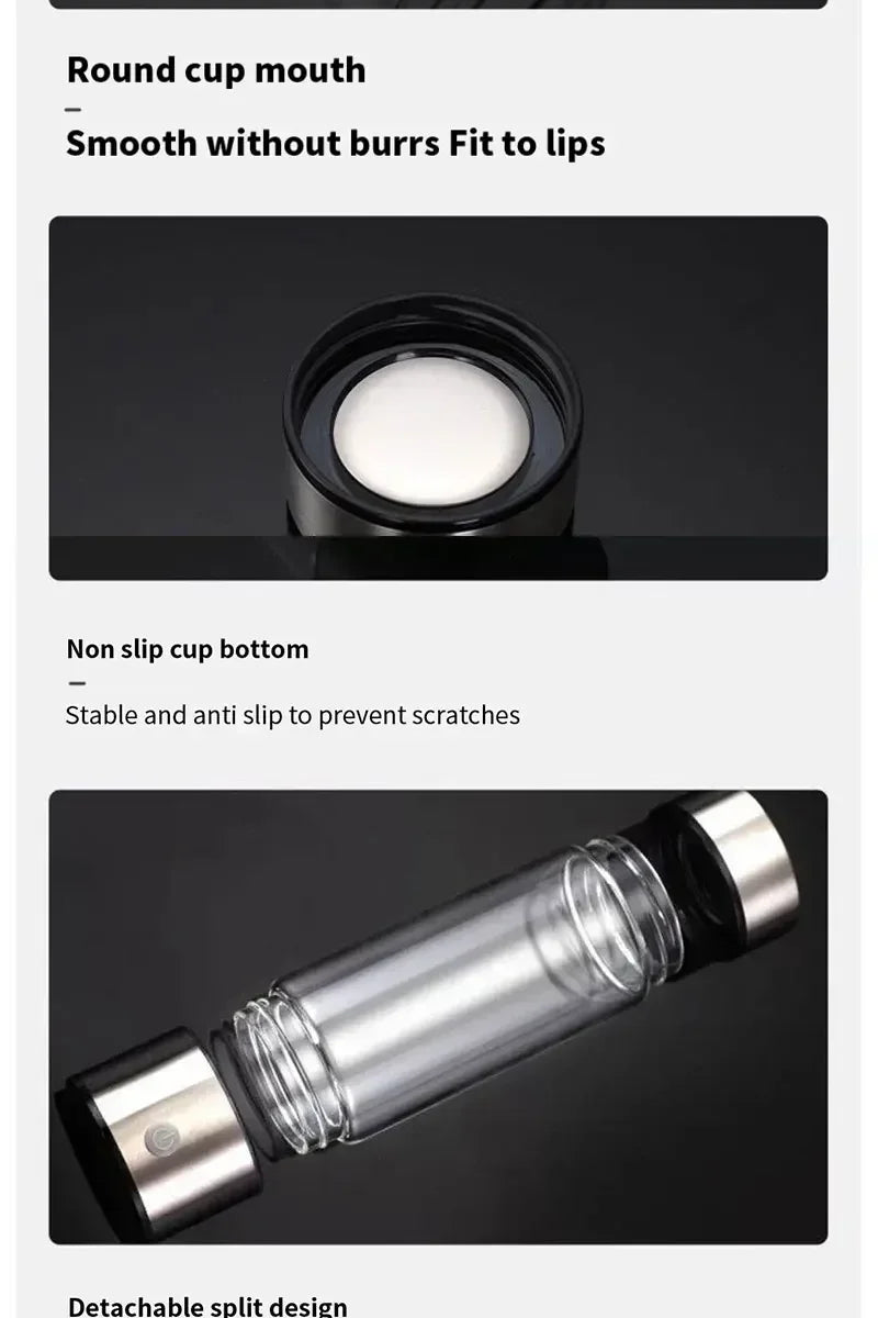 Rich Hydrogen Oxygen Water Cup H2 Inhalation Device Water Bottle SPE PEM Dual Chamber Maker Lonizer Healthcare Water Cup