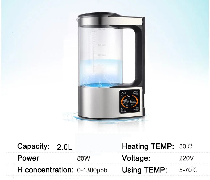 2L Electric Hydrogen Rich Water Kettle Water Ionizer Machine Water Filter Drink Hydrogen Water Generator For Home