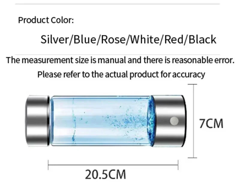 Rich Hydrogen Oxygen Water Cup H2 Inhalation Device Water Bottle SPE PEM Dual Chamber Maker Lonizer Healthcare Water Cup