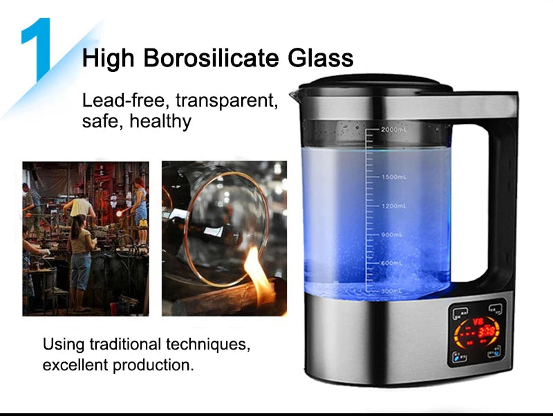 Hydrogen rich Electric Kettle Healthy Hydrogen-rich Generator Electrolysis Water Heating Machine 2L for English manual