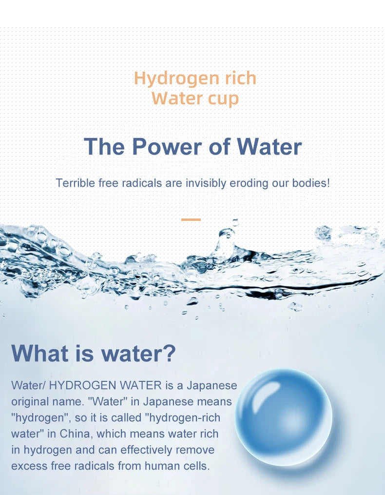 1pc 450ml Portable Hydrogen Water Generator 3 Minutes Mode High Concentration Hydrogen Water Generator
