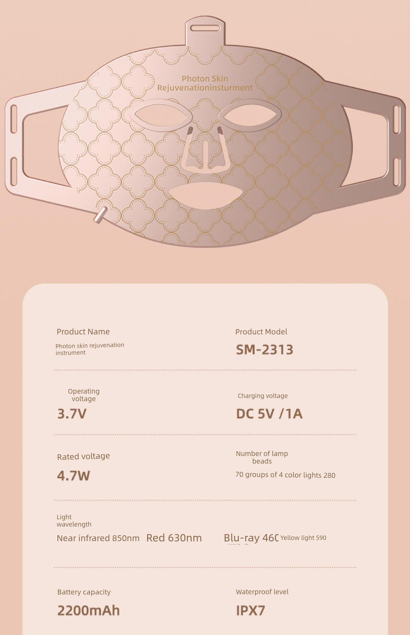 Led Red Blue Light Infrared For Home Mask Spectrometer Photon Skin Rejuvenation Color Light Silicone Lamp Mask Beauty