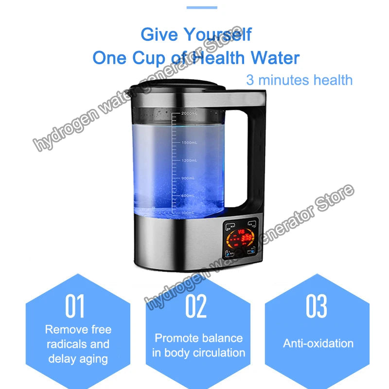 Hydrogen rich Electric Kettle Healthy Hydrogen-rich Generator Electrolysis Water Heating Machine 2L for English manual
