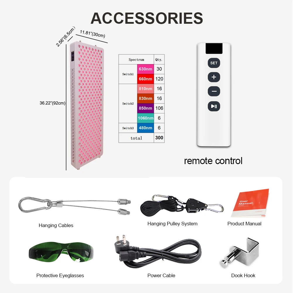 RL300MAXPT 480nm 1060nm  Red Near far Infrared Light Therapy Red led Light device panel pdt light therapy 1500W