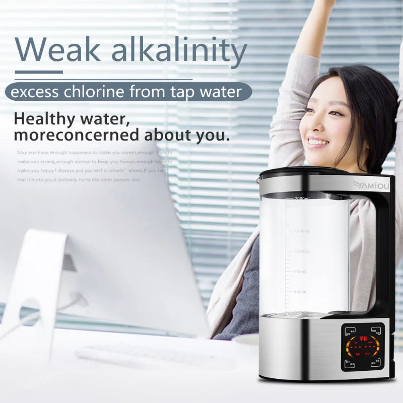 2L Electric Hydrogen Rich Water Kettle Water Ionizer Machine Water Filter Drink Hydrogen Water Generator For Home