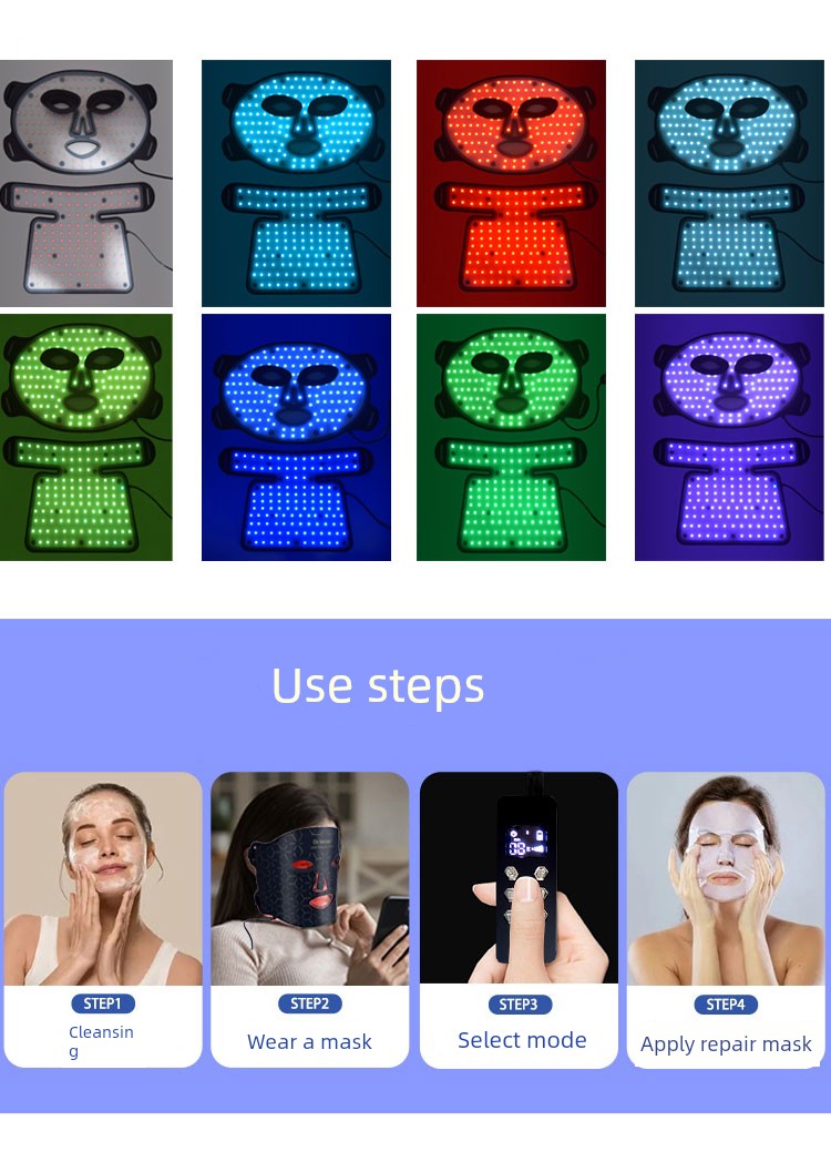 For Home Face IPL Device Mask Red Blue Light Anti-Wrinkle Skin Rejuvenation Large Row Light LED Beauty Mask Beauty Instrument