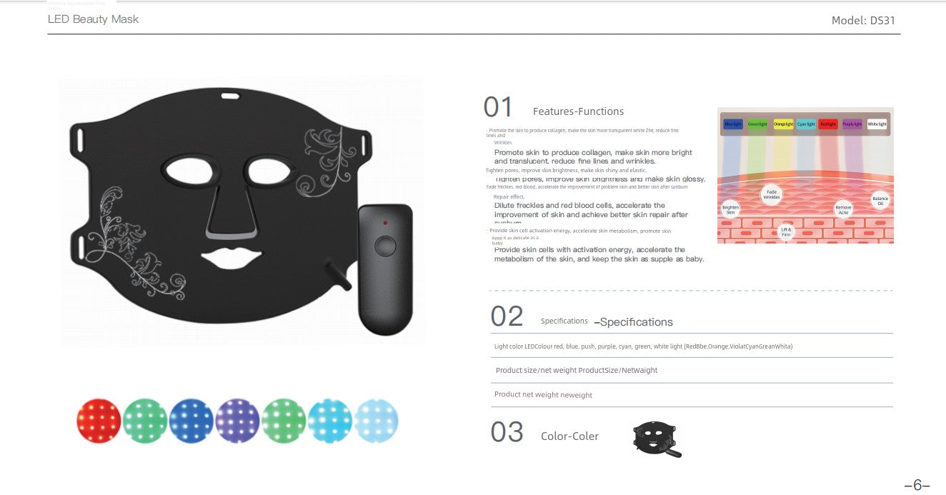 Led Red Blue Light Infrared For Home Mask Spectrometer Photon Skin Rejuvenation Color Light Silicone Lamp Mask Beauty