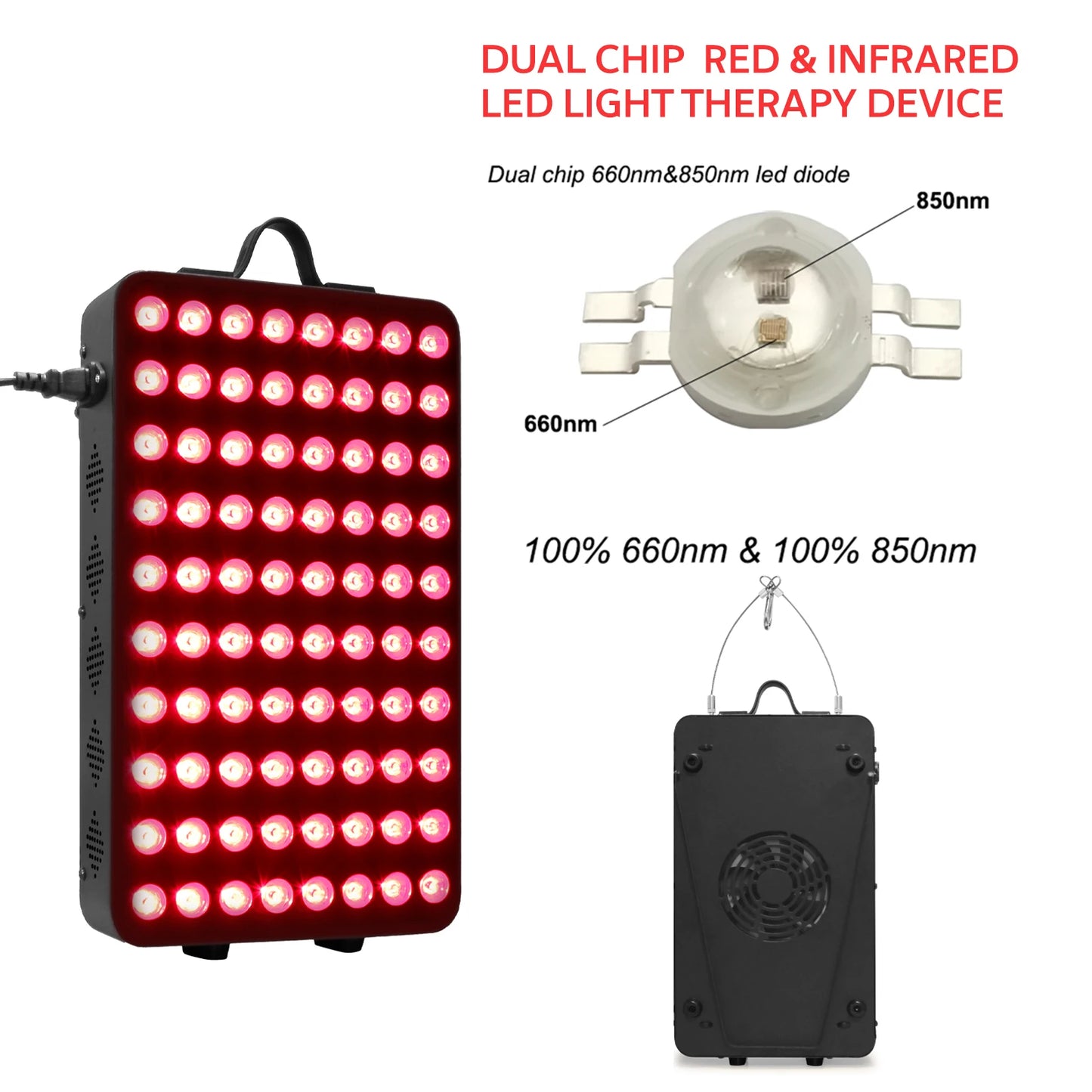 660&850nm Near Infrared and Red Light Therapy Home Use Device High Power LED Light Therapy Lamp for Anti-Aging, Pain Relief