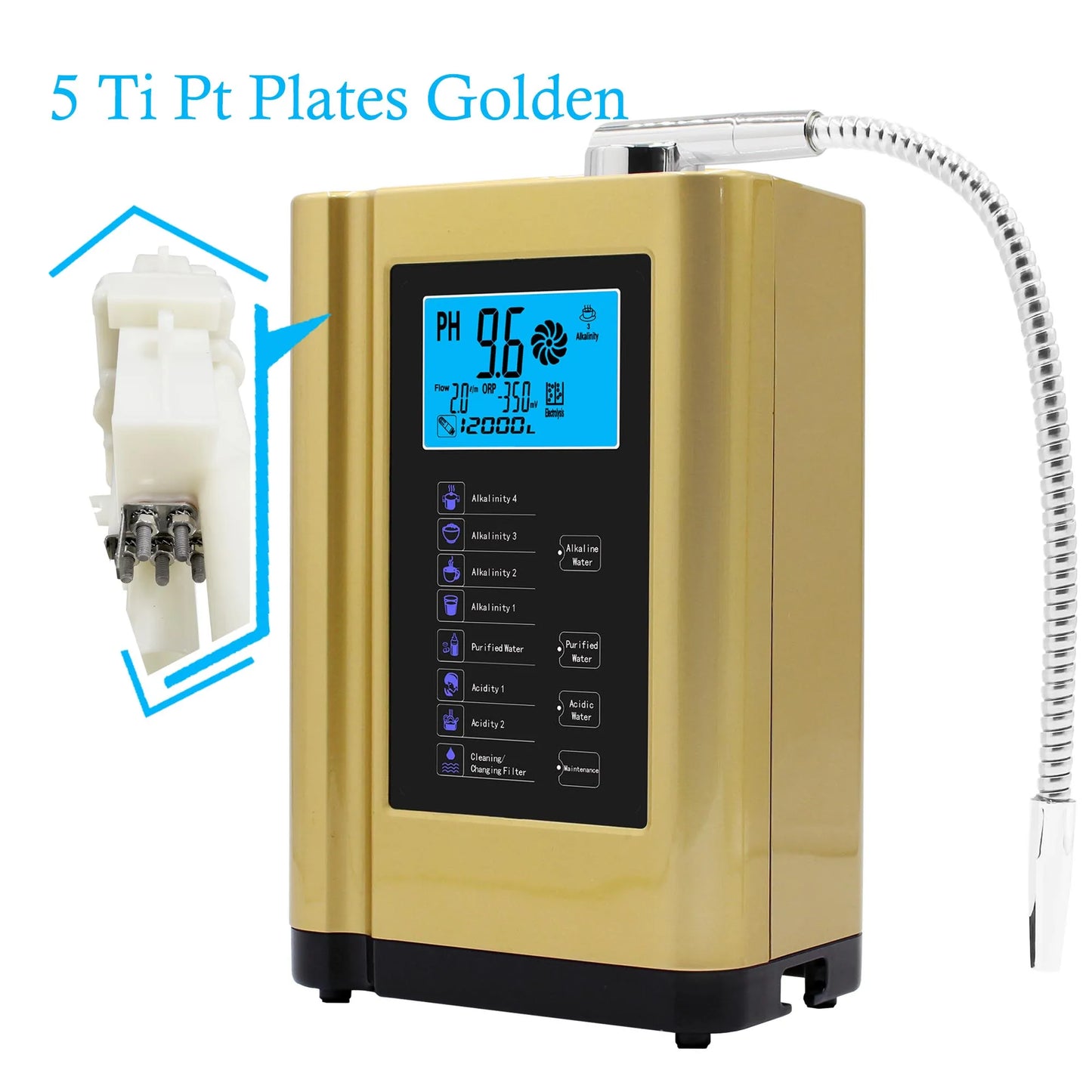 Alkaline Water Ionizer hydrogen generator Machine Purifier,Produces pH 3.5-10.5 Alkaline Acid water Water Filter system for Home