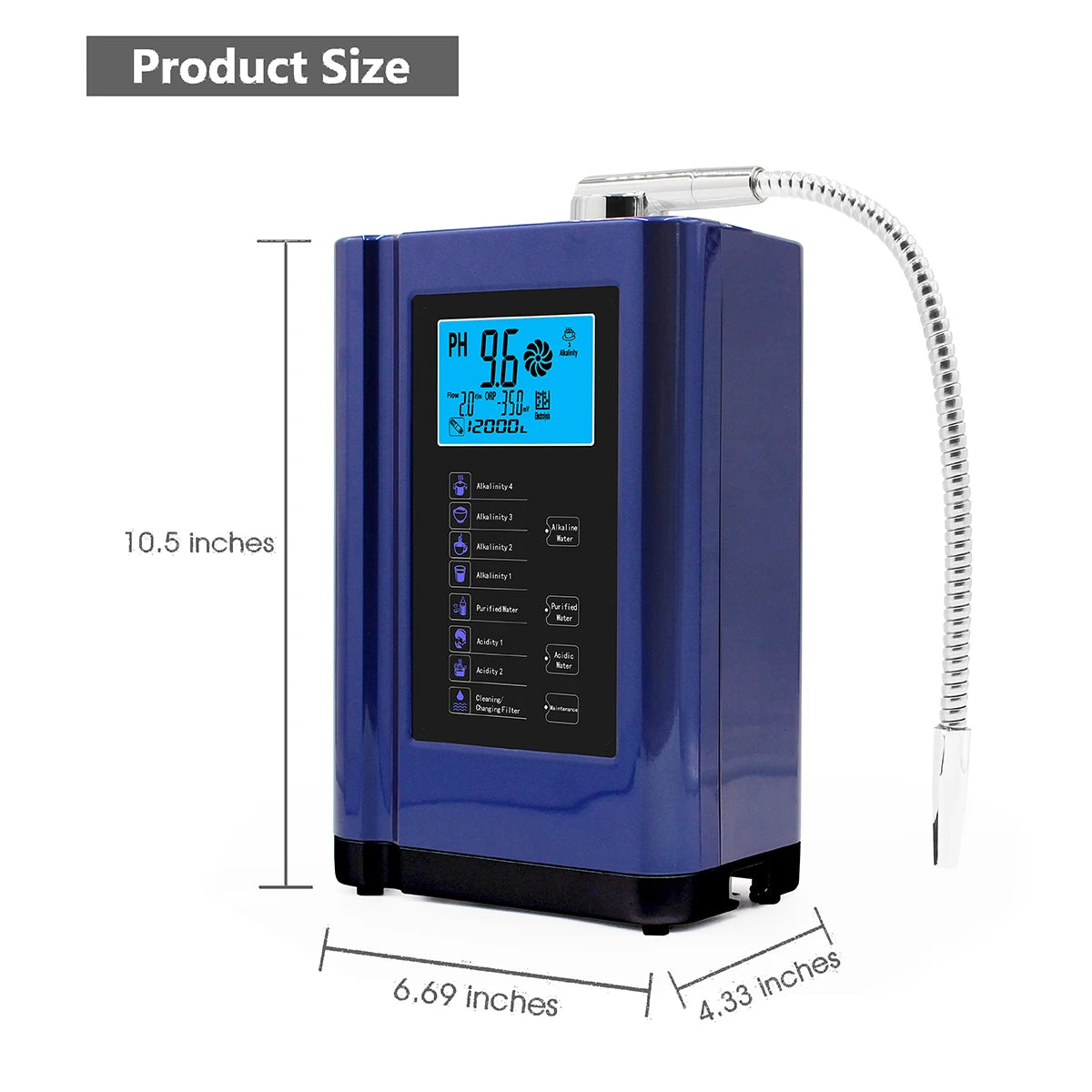 Alkaline Water Ionizer hydrogen generator Machine Purifier,Produces pH 3.5-10.5 Alkaline Acid water Water Filter system for Home