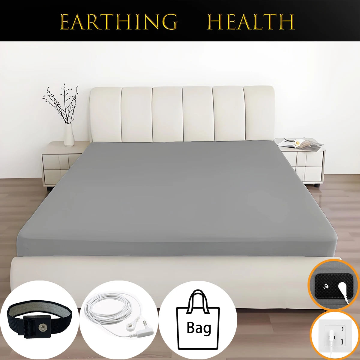 Earthing Fitted Bedsheet King Size Conductive Silver Fiber Grounded Bed Sheets Anti-ESD Radiation Proof Release Electrostatic