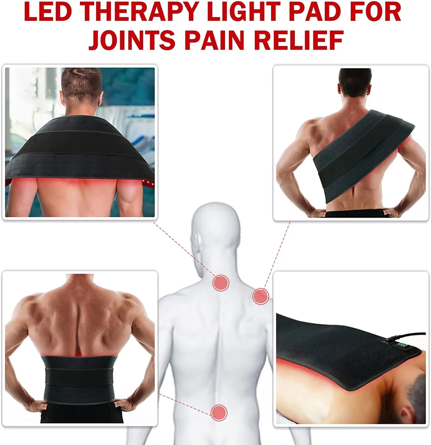 Red＆Infrared Therapy Belt Body Wearable Wrap Large heating Pad Device