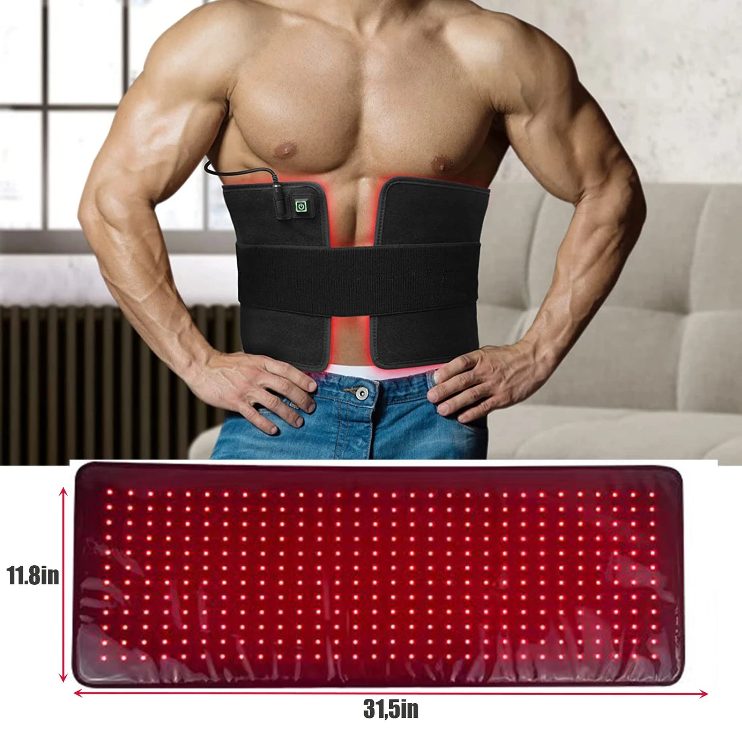 Red＆Infrared Therapy Belt Body Wearable Wrap Large heating Pad Device