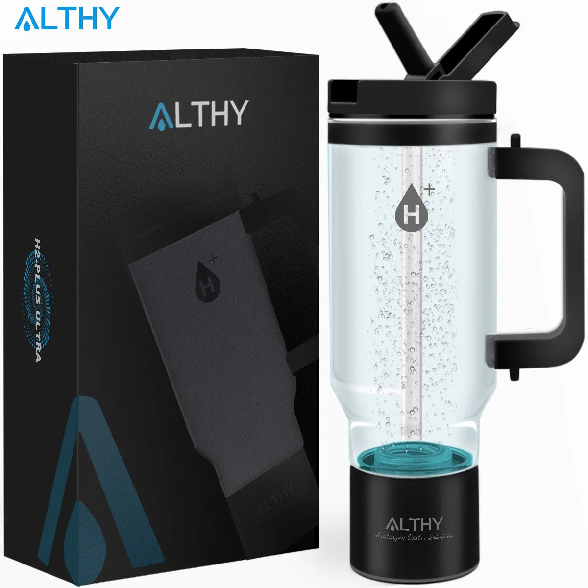 ALTHY Hydrogen Water Generator Bottle Cup DuPont SPE+PEM Dual Chamber,1000ml Ultra Capacity&4000mAh Plus Battery,Built-in Straw