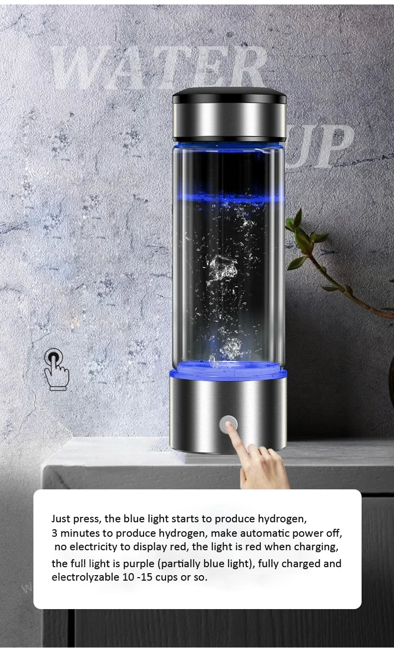 430ml Hydrogen Water Bottle Filter Ionizer Generator Maker Energy Healthy Anti-Aging Alkaline Water Cup
