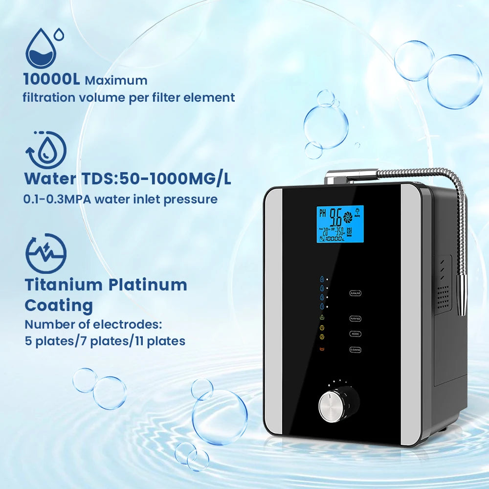 CAWOLO Alkaline Water Ionizer Machine pH 4.5-10.5 Alkaline Acidic Water Purifier PH Water Alkaline Machine